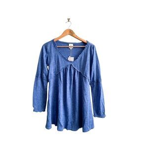 Faun Designed In Calgary Blue Long Sleeve Top Tunic Lightweight Women's S NWT